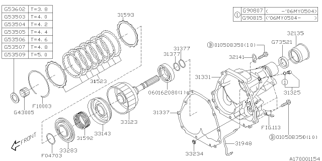 2004 Subaru Forester Automatic Transmission Transfer & Extension Diagram 1