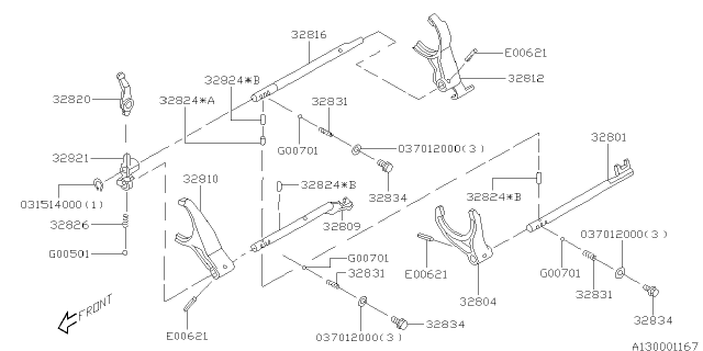 2004 Subaru Forester Shifter Fork & Shifter Rail Diagram 2