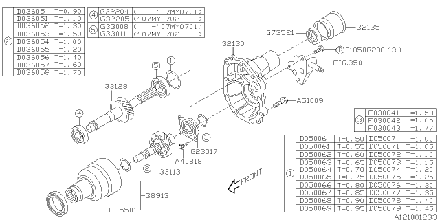 2007 Subaru Forester Manual Transmission Transfer & Extension Diagram 1