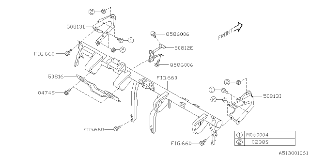 2003 Subaru Forester Bracket Support Beam Diagram for 50853SA0009P