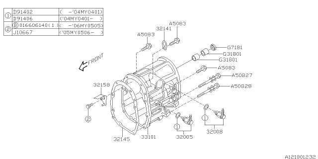 2008 Subaru Forester Manual Transmission Transfer & Extension Diagram 2