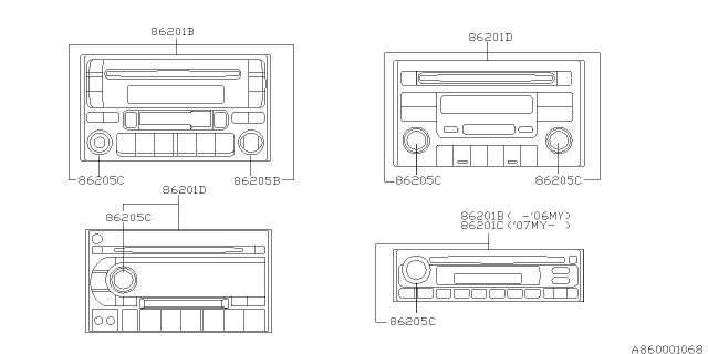 2005 Subaru Forester Audio Parts - Radio Diagram 1