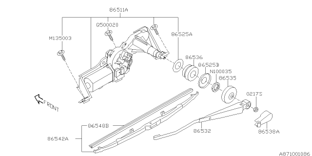 2003 Subaru Forester Rear Window Wiper Arm Diagram for 86532SA060