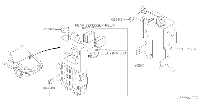 2003 Subaru Forester Joint Box Assembly Diagram for 82201SA000