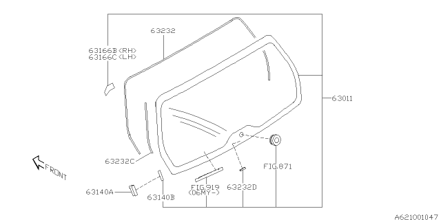 2004 Subaru Forester Glass Rear Gate Diagram for 63019SA030