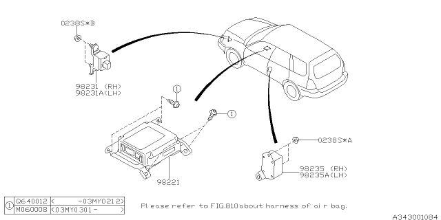 2003 Subaru Forester Control Unit Air Bag Diagram for 98221SA031