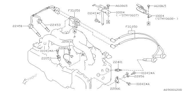 2005 Subaru Forester Spark Plug & High Tension Cord Diagram 2