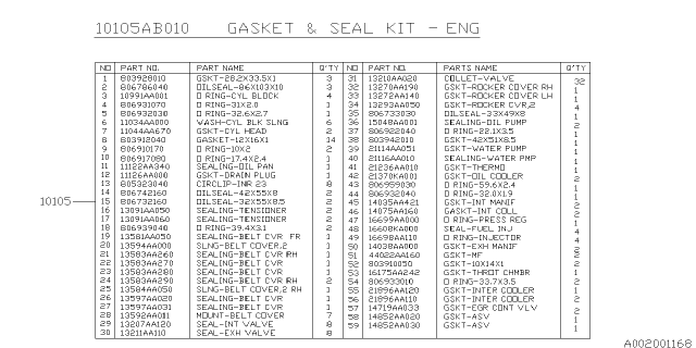 2008 Subaru Forester Engine Gasket & Seal Kit Diagram 1