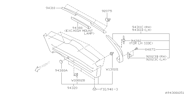 2004 Subaru Forester Trunk Room Trim Diagram