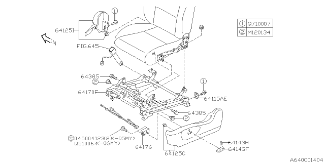 2008 Subaru Forester Knob RECLINING C0U4 Diagram for 64143AE000ML