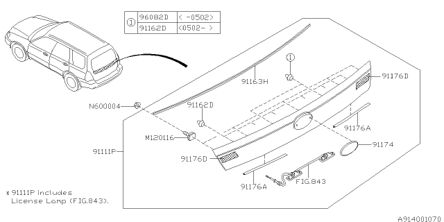 2006 Subaru Forester GARNISH Assembly Rear Gate B Diagram for 91112SA621MA