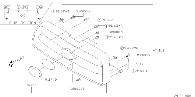 2006 Subaru Forester Front Grille Diagram 1