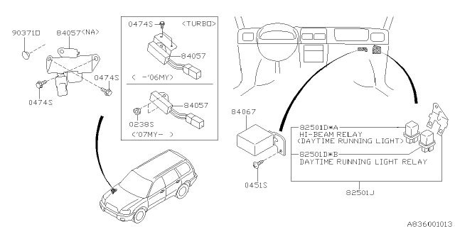 2004 Subaru Forester Resistor Assembly Daytime Run L Diagram for 84057SA010