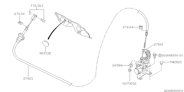 2007 Subaru Forester Cable Assembly PRESR Hold VALV Diagram for 27621FE020