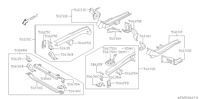 2003 Subaru Forester Frame Side Front Complete Rear RH Diagram for 51620SA0909P