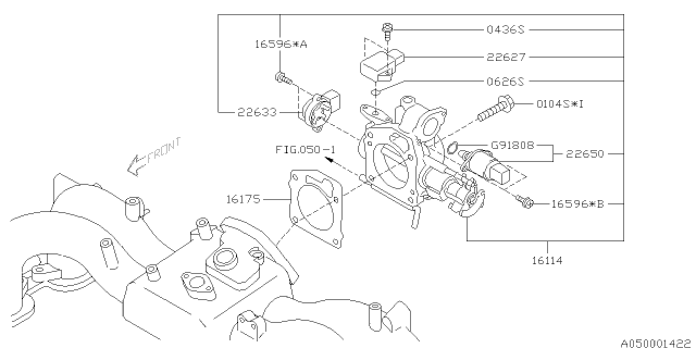 2004 Subaru Forester Throttle Sensor Assembly Diagram for 22633AA151