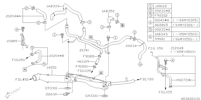 2008 Subaru Forester Pipe Complete Water Diagram for 14053AA540