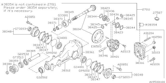 2006 Subaru Forester Differential Assembly Diagram for 27011AA730