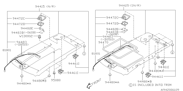 2006 Subaru Forester Cord Roof RH Diagram for 81801SA010