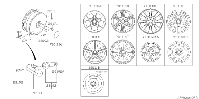 2008 Subaru Forester Wheel Rim Lugs Diagram for 28111SA091