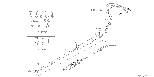 2008 Subaru Forester Seal Kit A Gear Box Diagram for 34191AE070