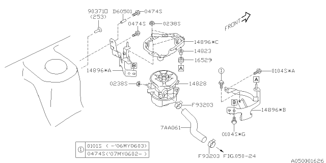2006 Subaru Forester Bracket Complete Control Valve Diagram for 14896AA051
