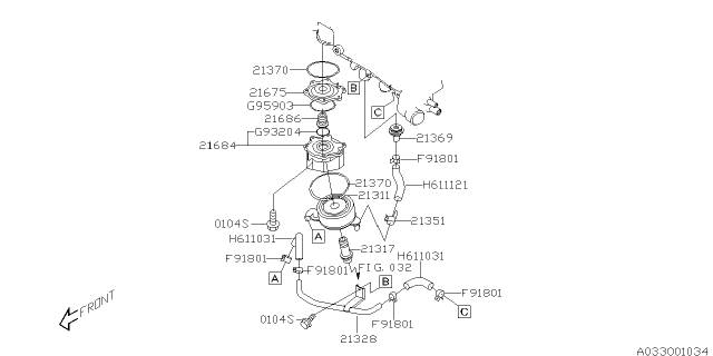 2004 Subaru Forester Connector Oil Cooler Diagram for 21317AA040