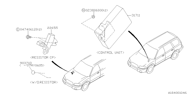 2005 Subaru Forester Unit Assembly At Control Diagram for 31711AJ360