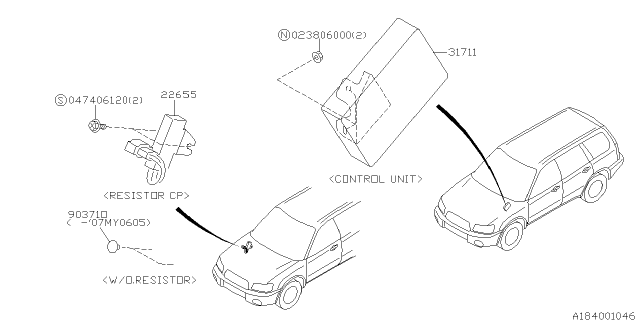 2007 Subaru Forester Unit Assembly At Control Diagram for 31711AL040