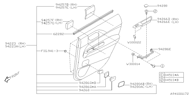 2004 Subaru Forester Ash Tray Door Diagram for 94231FC050JA