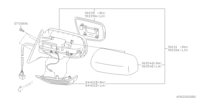 2008 Subaru Forester Cover Cap Out Mirror RH Diagram for 91054SA000QG