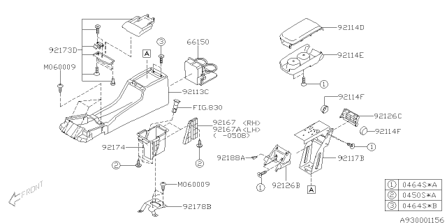 2006 Subaru Forester Pocket Console Box C0U4 Diagram for 92174SA030