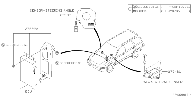 2008 Subaru Forester ECU VDC & Bracket Assembly U4 Diagram for 27522SA091