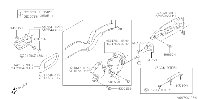 2006 Subaru Forester Rear Gate Handle Assembly, Inner Diagram for 60323FC000EU