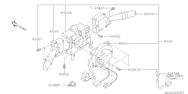 2003 Subaru Forester Switch Assembly Combination Diagram for 83111SA060