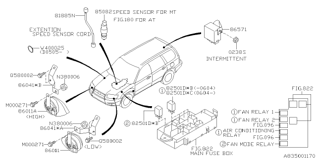 2006 Subaru Forester Horn Assembly Low Diagram for 86012SA040