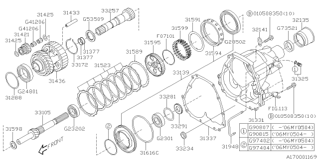2006 Subaru Forester Piston Complete Clutch Transfer Diagram for 33139AA000