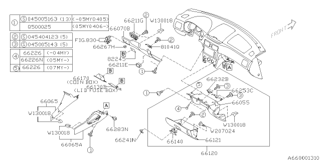 2006 Subaru Forester Coin Box Assembly C0 Diagram for 66170SA001EU