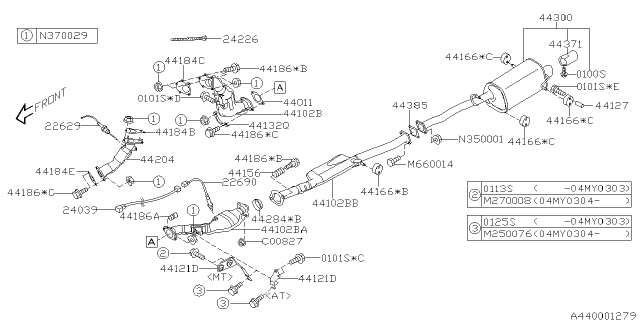 2005 Subaru Forester Oxygen Sensor Assembly Diagram for 22690AA560