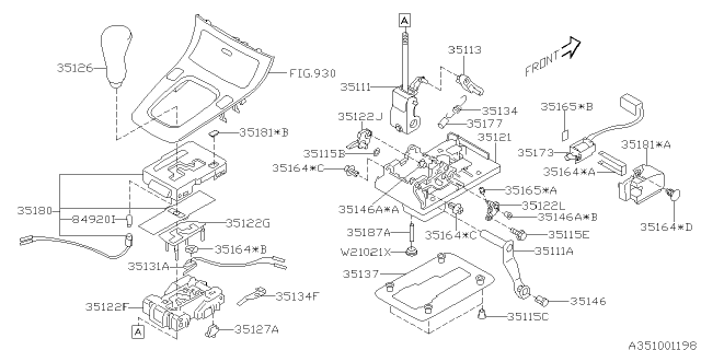 2003 Subaru Forester Spring Rod Diagram for 35134FE020
