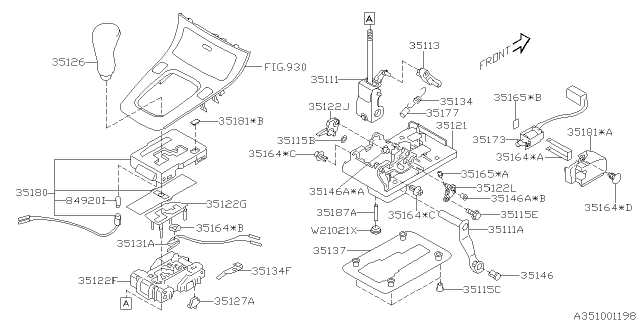 2003 Subaru Forester Cover Diagram for 35181SA020