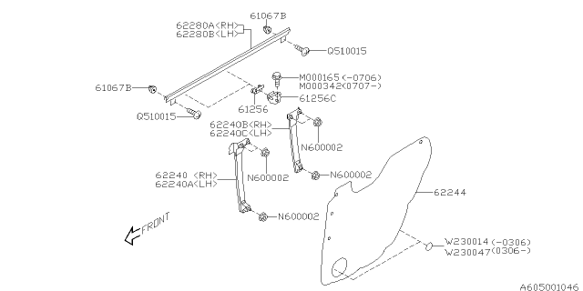 2008 Subaru Forester Sealing Cover Rear Door Diagram for 62244SA000