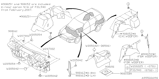 2006 Subaru Forester INSULATOR Tunnel Diagram for 90815FE081