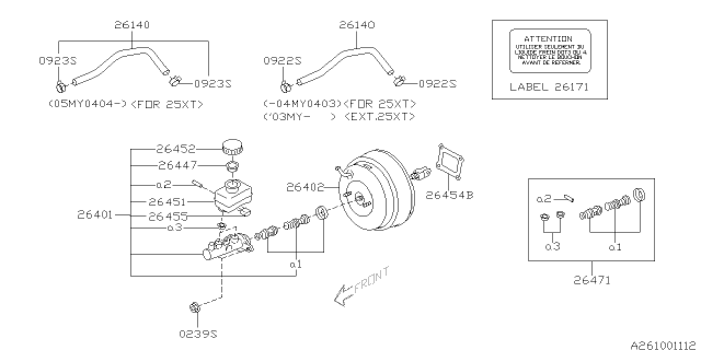 2007 Subaru Forester Vacuum Hose Brake C0U4 Diagram for 26140SA030