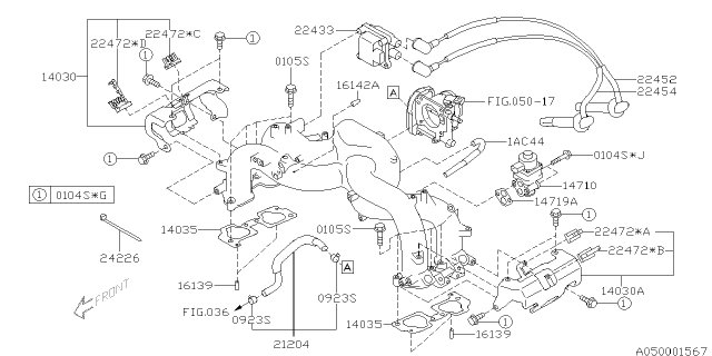 2008 Subaru Forester Ignition Coil Assembly Diagram for 22433AA580