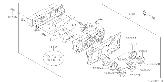 2004 Subaru Forester Heater Control Assembly U4 Diagram for 72311SA023