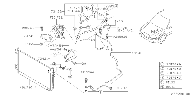 2005 Subaru Forester PB000941 Pipe Assembly Diagram for 73430SA010