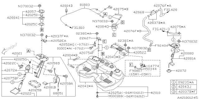 2008 Subaru Forester Fuel Tank Complete Diagram for 42012SA091