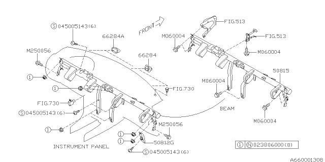 2006 Subaru Forester Beam Complete Steering Diagram for 50801SA0309P