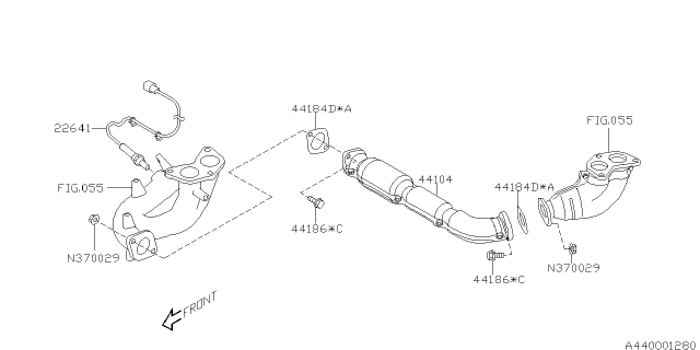2005 Subaru Forester Exhaust Joint Pipe Assembly, Front Diagram for 44101SA020